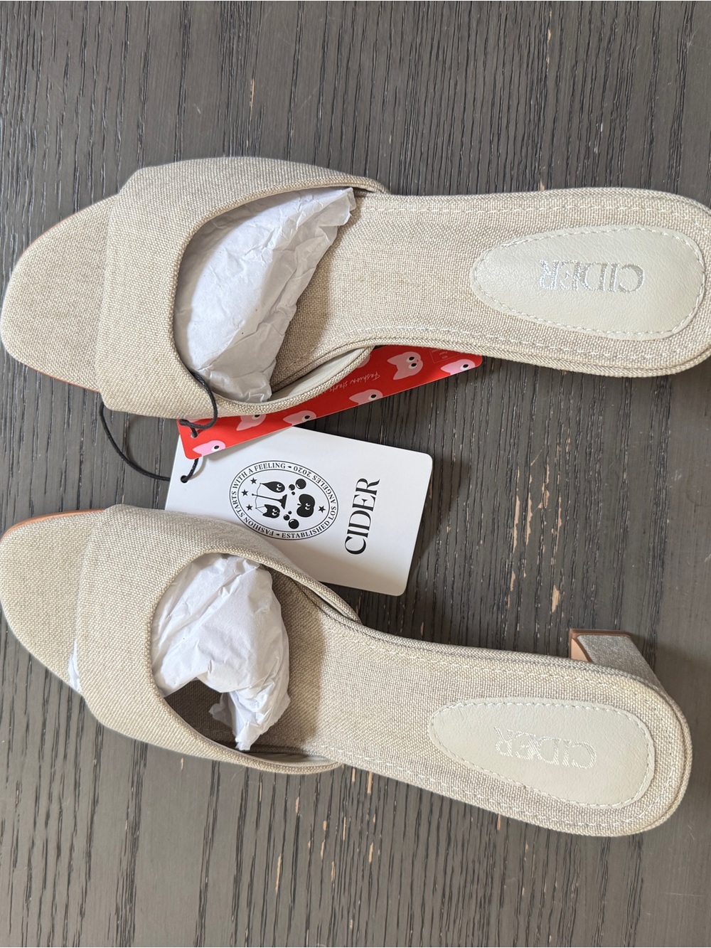 Cider Neutral Beige Open-Toe Linen Mules